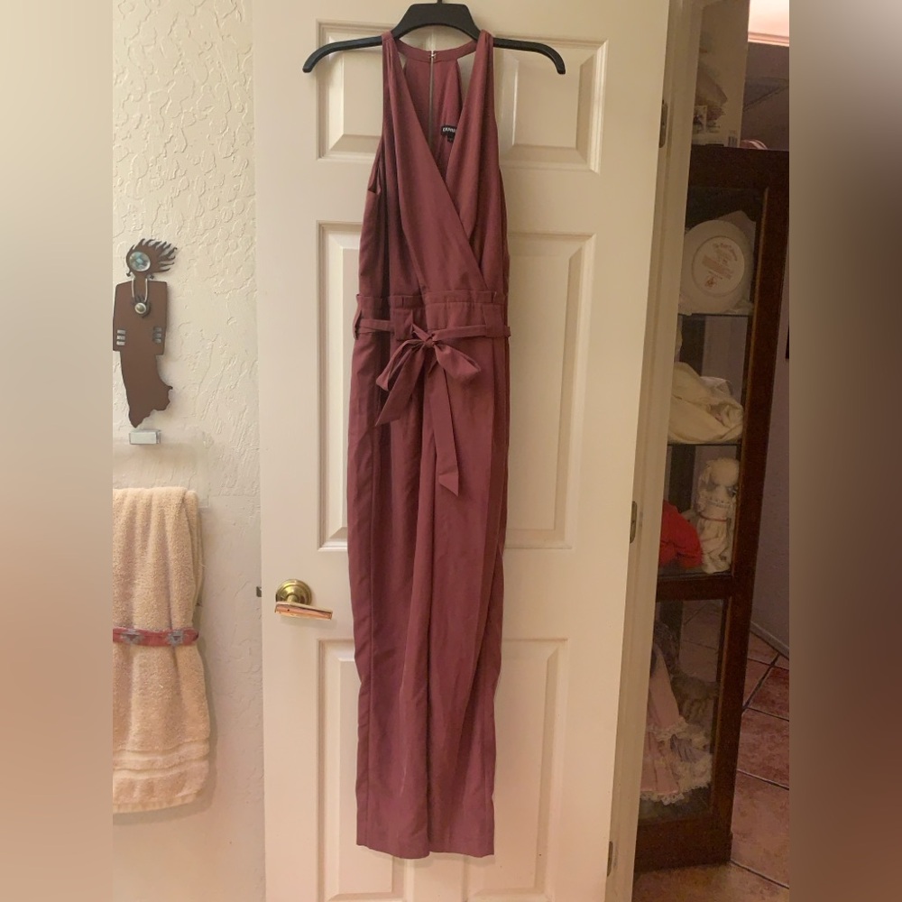 Express Burgundy Sleeveless Jumpsuit